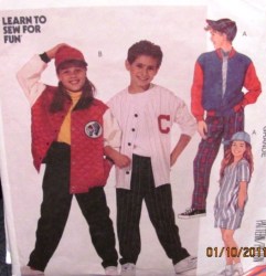 6235 BASEBALL SHIRT,JACKT,PANTS,SHORTS,CAP PATTERN S,M,LG KID